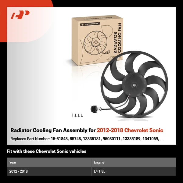 Radiator Cooling Fan Assembly for 2012-2018 Chevrolet Sonic