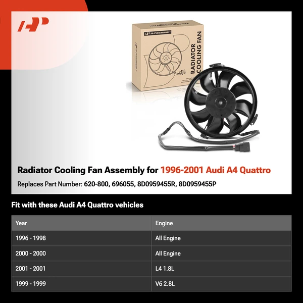 Radiator Cooling Fan Assembly for 1996-2001 Audi A4 Quattro