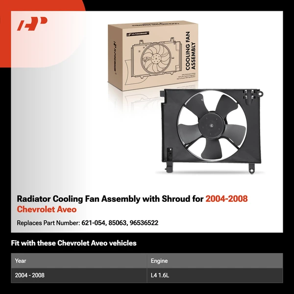 Radiator Cooling Fan Assembly with Shroud for 2004-2008 Chevrolet Aveo