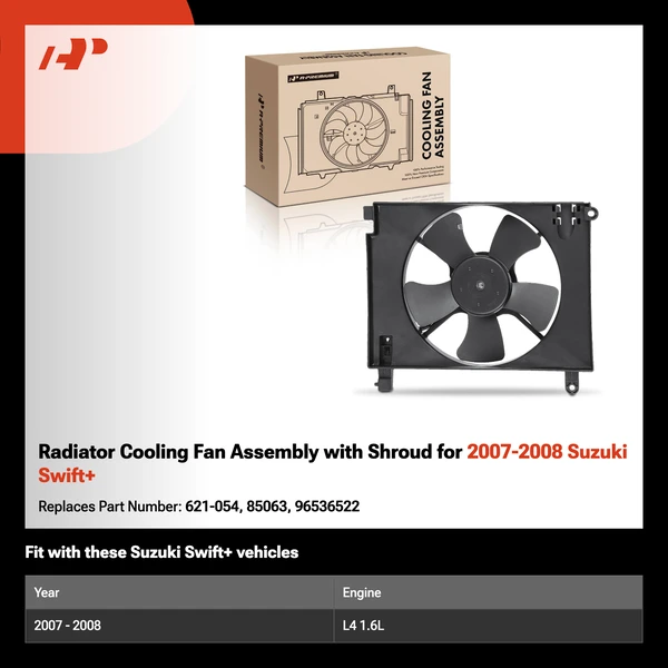 Radiator Cooling Fan Assembly with Shroud for 2007-2008 Suzuki Swift+