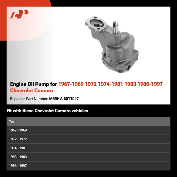 Engine Oil Pump for 1967-1969 1972 1974-1981 1983 1986-1997 Chevrolet Camaro