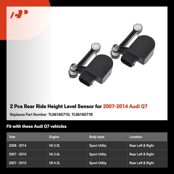2 Pcs Rear Ride Height Level Sensor for 2007-2014 Audi Q7