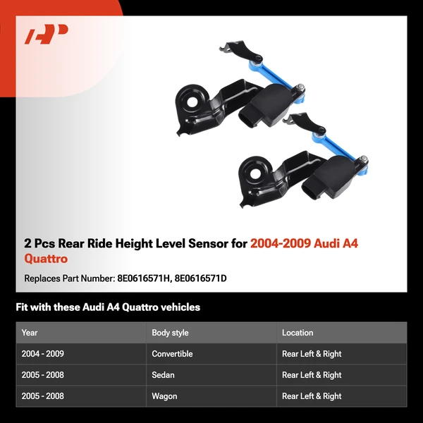 2 Pcs Rear Ride Height Level Sensor for 2004-2009 Audi A4 Quattro