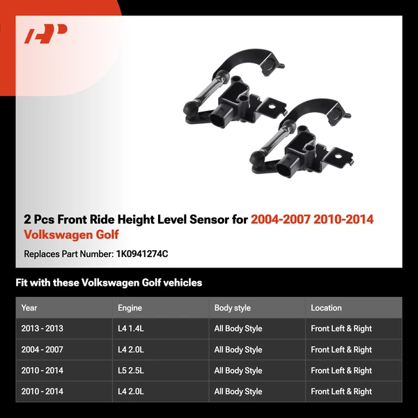 2 Pcs Front Ride Height Level Sensor for 2004-2007 2010-2014 Volkswagen Golf