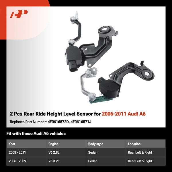 2 Pcs Rear Ride Height Level Sensor for 2006-2011 Audi A6