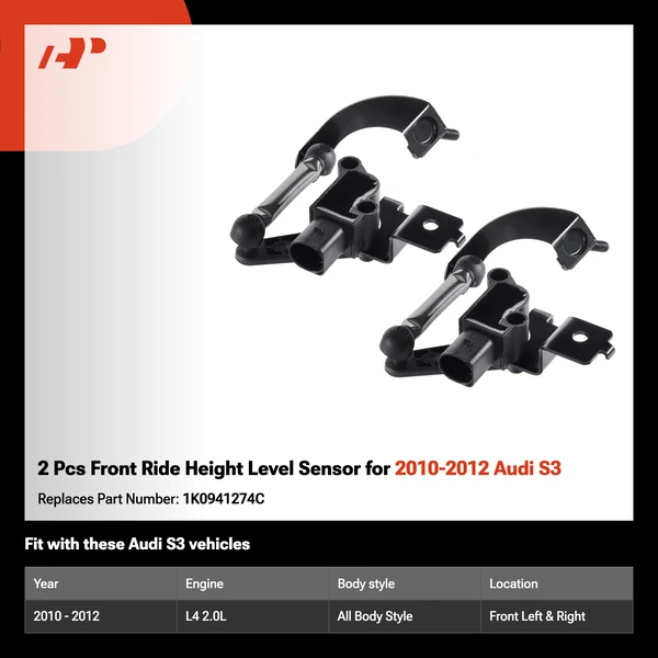 2 Pcs Front Ride Height Level Sensor for 2010-2012 Audi S3
