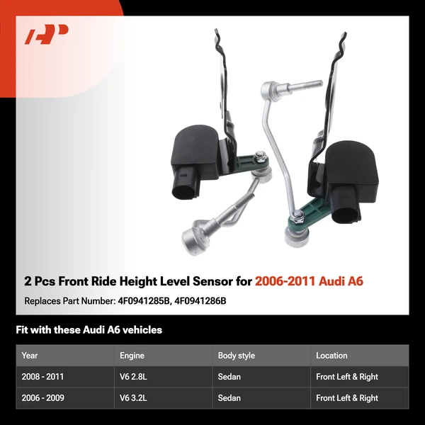2 Pcs Front Ride Height Level Sensor for 2006-2011 Audi A6
