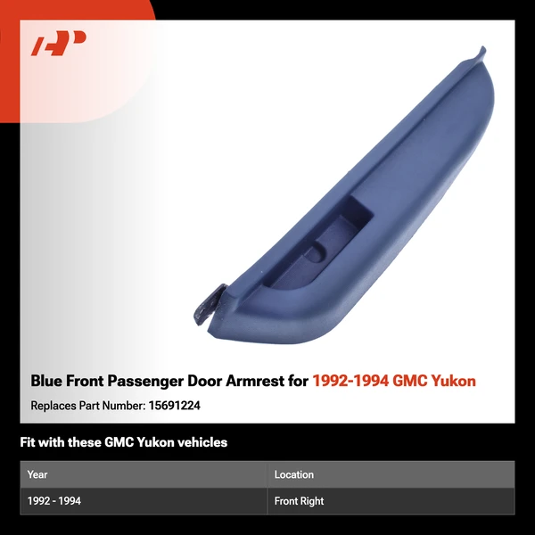 Blue Front Passenger Door Armrest for 1992-1994 GMC Yukon