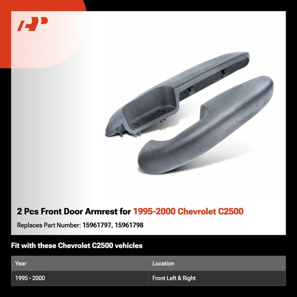 2 Pcs Front Door Armrest for 1995-2000 Chevrolet C2500