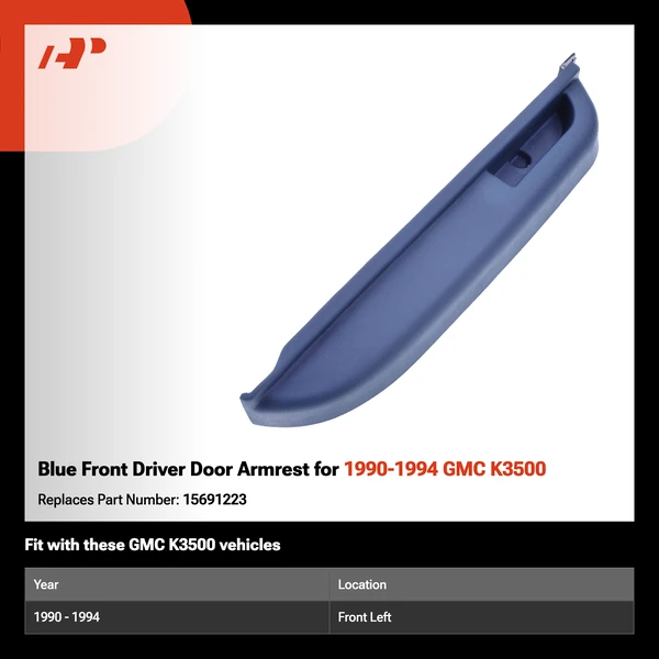 Blue Front Driver Door Armrest for 1990-1994 GMC K3500