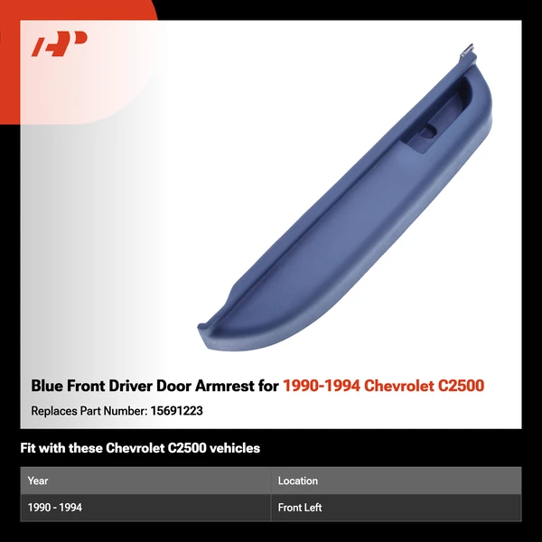 Blue Front Driver Door Armrest for 1990-1994 Chevrolet C2500