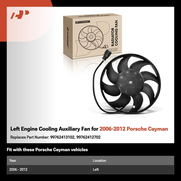 Left Engine Cooling Auxiliary Fan for 2006-2012 Porsche Cayman