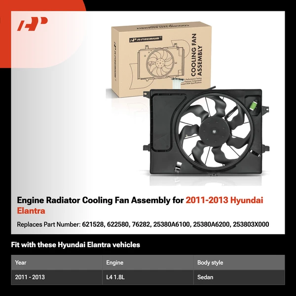 Engine Radiator Cooling Fan Assembly for 2011-2013 Hyundai Elantra