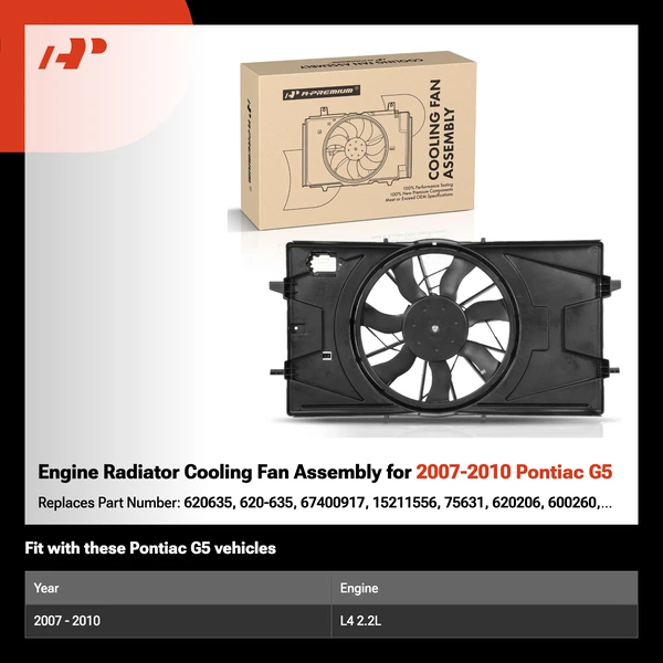 Engine Radiator Cooling Fan Assembly for 2007-2010 Pontiac G5