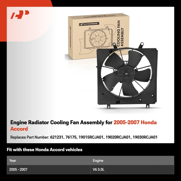 Engine Radiator Cooling Fan Assembly for 2005-2007 Honda Accord