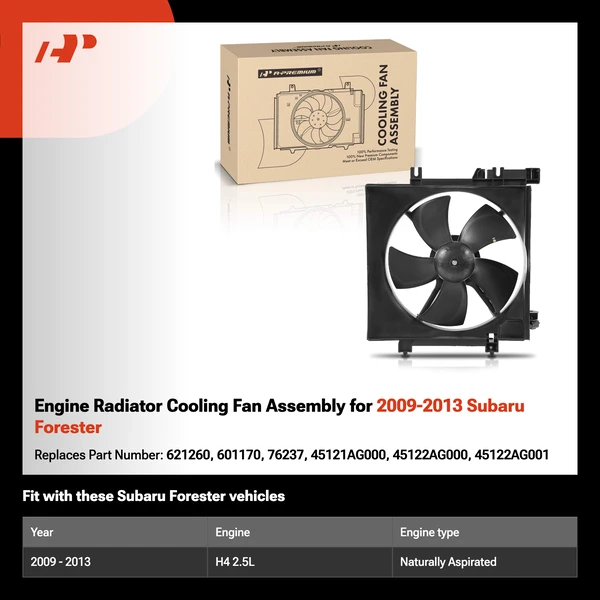 Engine Radiator Cooling Fan Assembly for 2009-2013 Subaru Forester