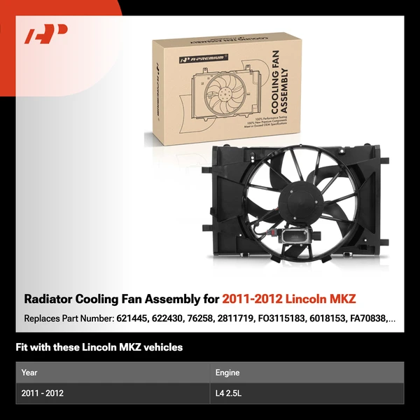 Radiator Cooling Fan Assembly for 2011-2012 Lincoln MKZ
