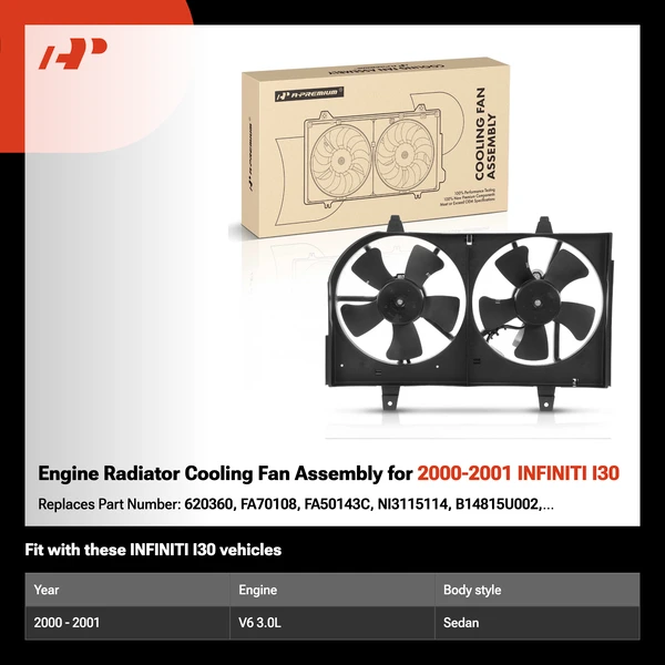 Engine Radiator Cooling Fan Assembly for 2000-2001 INFINITI I30