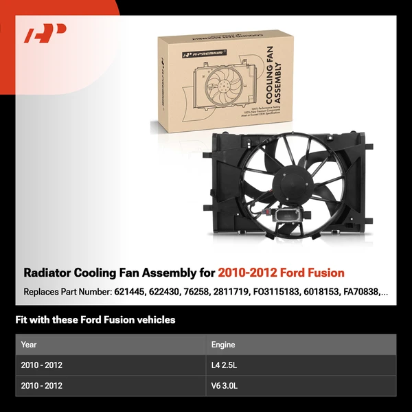 Radiator Cooling Fan Assembly for 2010-2012 Ford Fusion