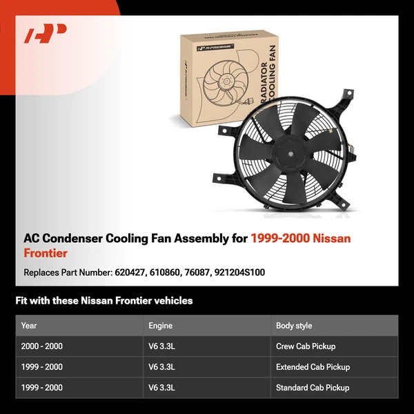 AC Condenser Cooling Fan Assembly for 1999-2000 Nissan Frontier