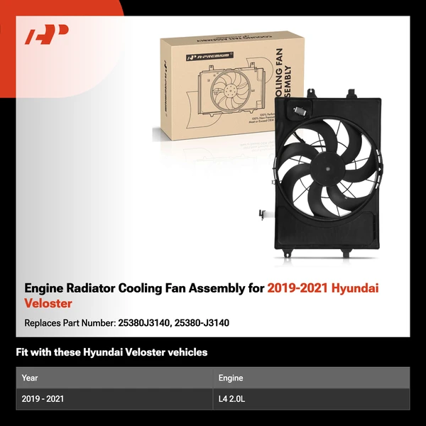 Engine Radiator Cooling Fan Assembly for 2019-2021 Hyundai Veloster