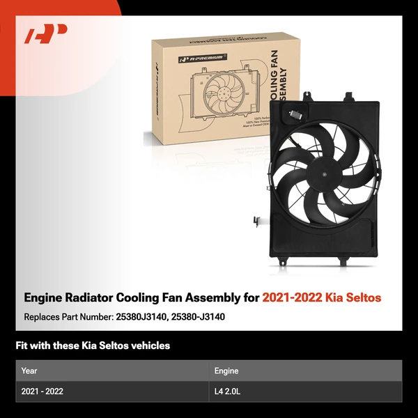 Engine Radiator Cooling Fan Assembly for 2021-2022 Kia Seltos