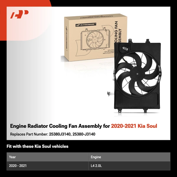 Engine Radiator Cooling Fan Assembly for 2020-2021 Kia Soul