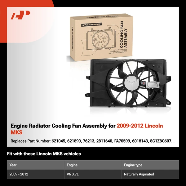 Engine Radiator Cooling Fan Assembly for 2009-2012 Lincoln MKS