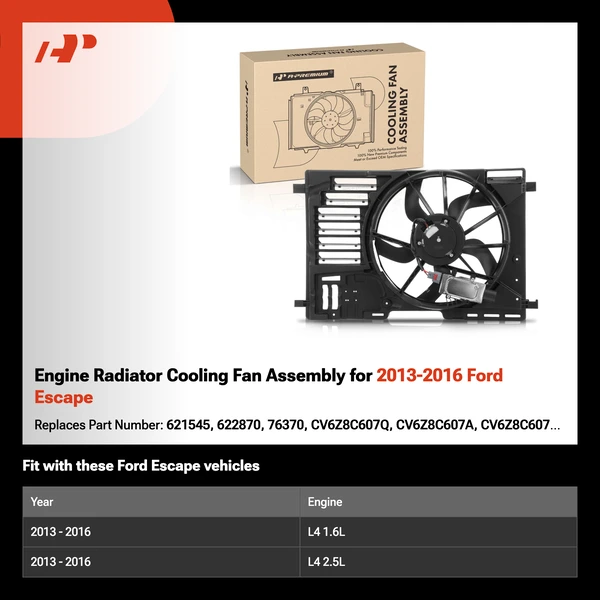 Engine Radiator Cooling Fan Assembly for 2013-2016 Ford Escape