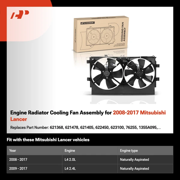 Engine Radiator Cooling Fan Assembly for 2008-2017 Mitsubishi Lancer