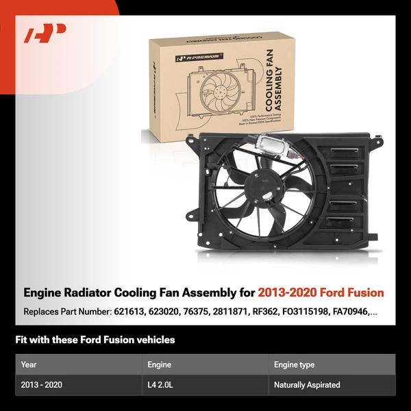 Engine Radiator Cooling Fan Assembly for 2013-2020 Ford Fusion