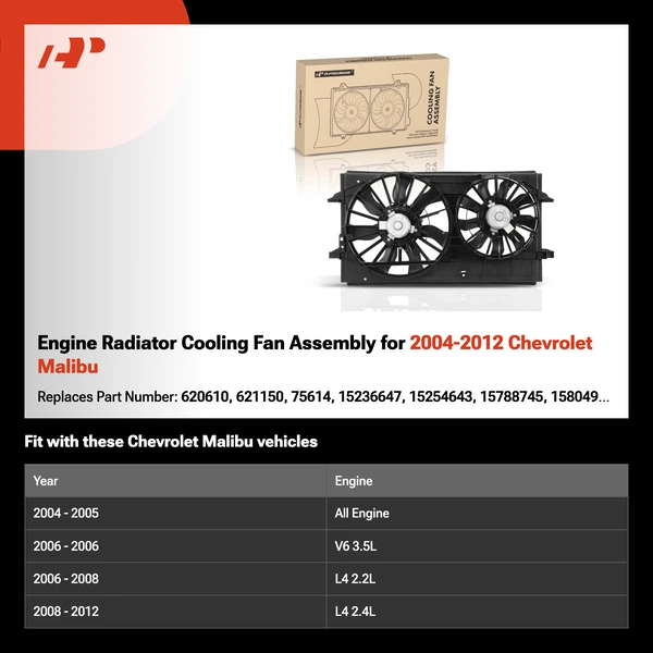 Engine Radiator Cooling Fan Assembly for 2004-2012 Chevrolet Malibu