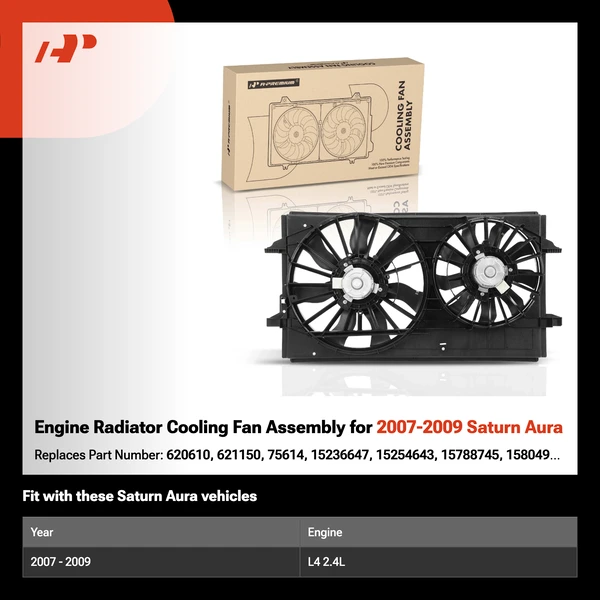 Engine Radiator Cooling Fan Assembly for 2007-2009 Saturn Aura