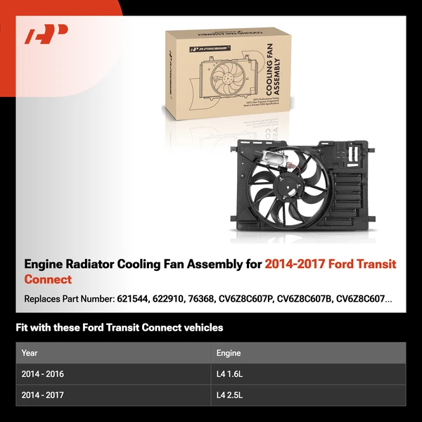 Engine Radiator Cooling Fan Assembly for 2014-2017 Ford Transit Connect