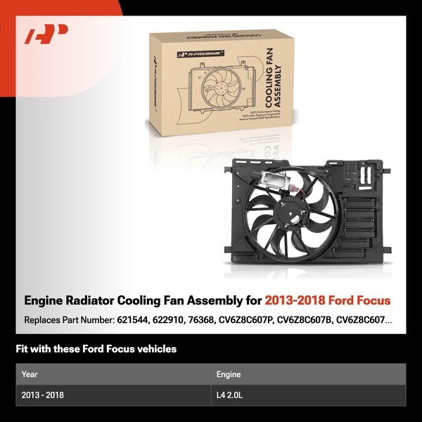 Engine Radiator Cooling Fan Assembly for 2013-2018 Ford Focus