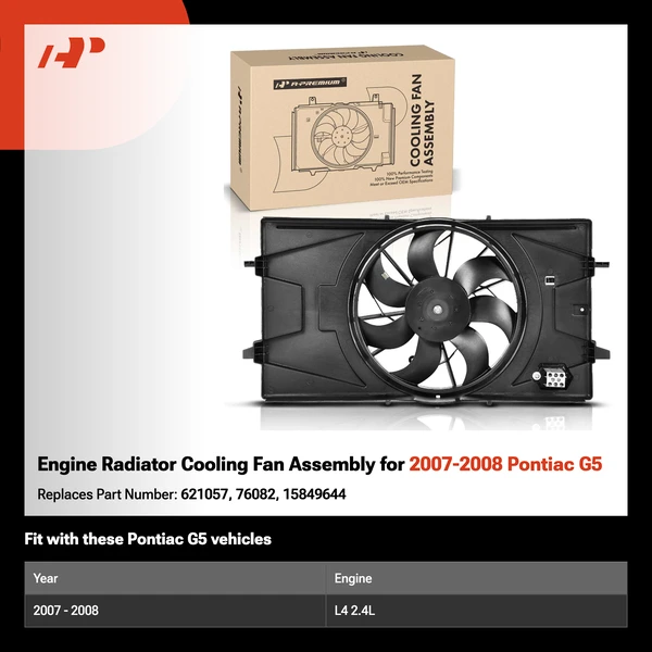 Engine Radiator Cooling Fan Assembly for 2007-2008 Pontiac G5