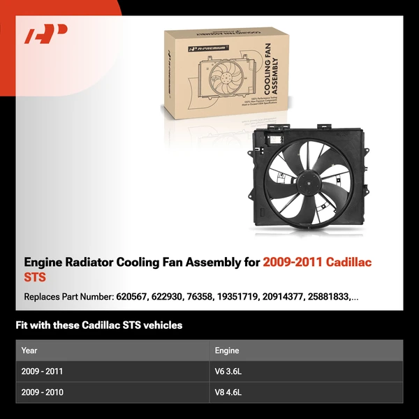 Engine Radiator Cooling Fan Assembly for 2009-2011 Cadillac STS