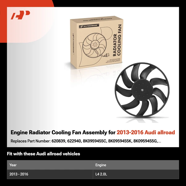 Engine Radiator Cooling Fan Assembly for 2013-2016 Audi allroad