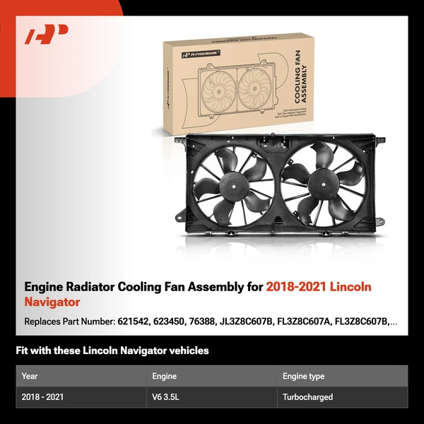 Engine Radiator Cooling Fan Assembly for 2018-2021 Lincoln Navigator
