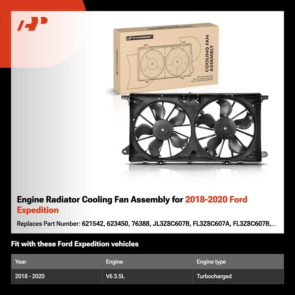 Engine Radiator Cooling Fan Assembly for 2018-2020 Ford Expedition