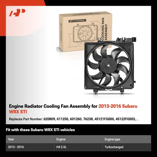 Engine Radiator Cooling Fan Assembly for 2013-2016 Subaru WRX STI