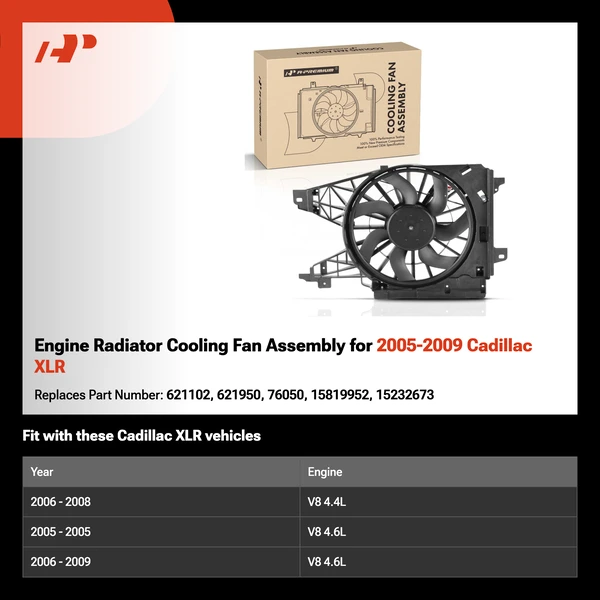Engine Radiator Cooling Fan Assembly for 2005-2009 Cadillac XLR