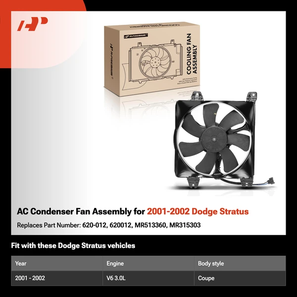 AC Condenser Fan Assembly for 2001-2002 Dodge Stratus