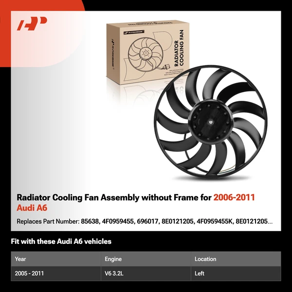Radiator Cooling Fan Assembly without Frame for 2006-2011 Audi A6