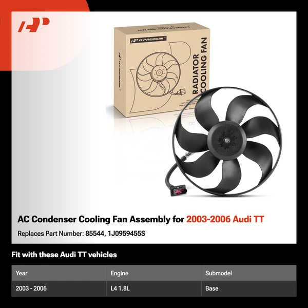 AC Condenser Cooling Fan Assembly for 2003-2006 Audi TT