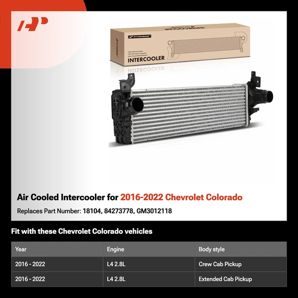 Air Cooled Intercooler for 2016-2022 Chevrolet Colorado