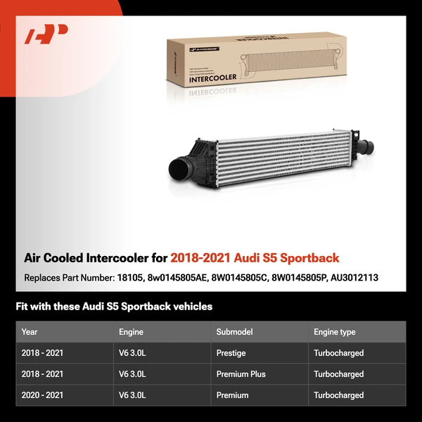 Air Cooled Intercooler for 2018-2021 Audi S5 Sportback