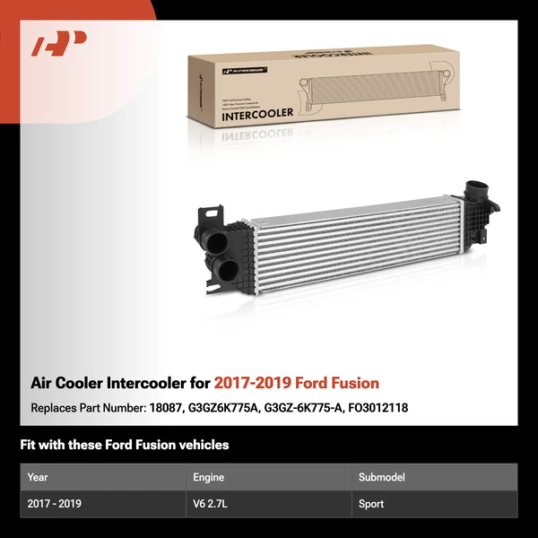 Air Cooler Intercooler for 2017-2019 Ford Fusion