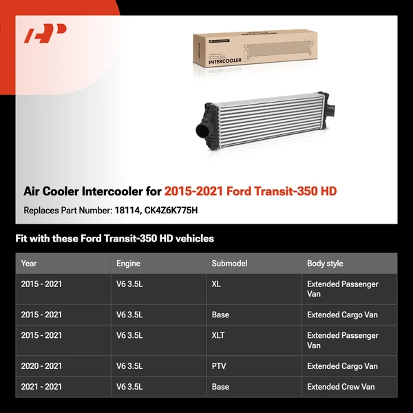 Air Cooler Intercooler for 2015-2021 Ford Transit-350 HD
