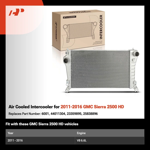 Air Cooled Intercooler for 2011-2016 GMC Sierra 2500 HD